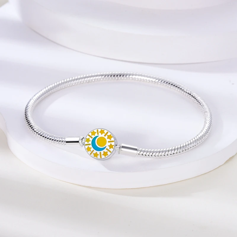925er Sterlingsilber, Regenbogen-Leder, Schleife, Herz, Sternenhimmel, Schlangenknochenkette, geeignet für Original-Perlen, DIY-Geschenk, exquisit – Detail 26