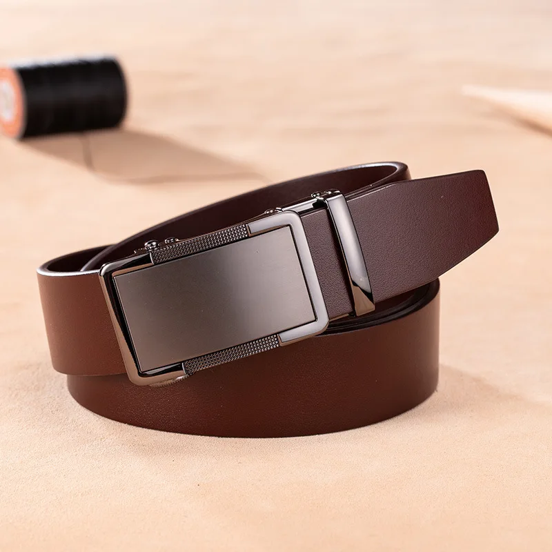 Men's Classic Fashion Automatic Buckle Design Leather Belt Business Belt