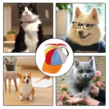 Dog Propeller Hat Pet Outdoor Sports Hats With Ear Holes Dog Hat Rainbow Helicopter Top Hat For Small Dogs Puppy Cats Supplies 3