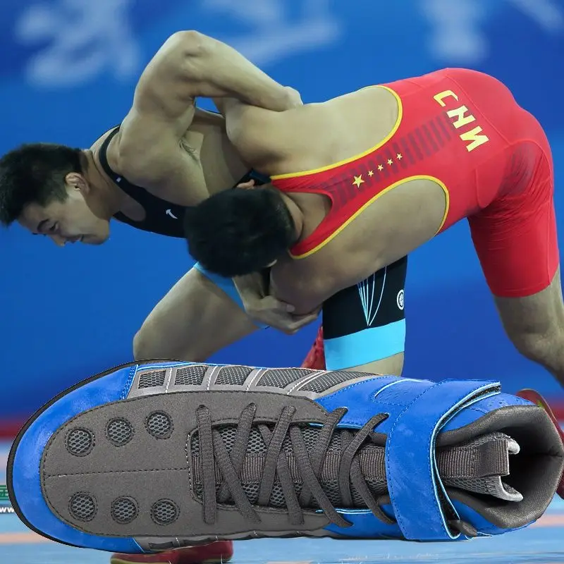 Breathable Boxing Fighting Sneakers Professional Unisex High Top Wrestling Shoes Boxing Fighting Training Boots Outdoor Sports