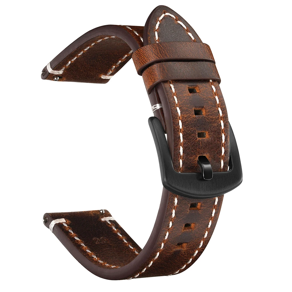 

RIEBEAU Waxed Leather Watch Strap Vintage Watchbands 20mm 22mm Cowhide Bracelet Quick Release Watch Accessories
