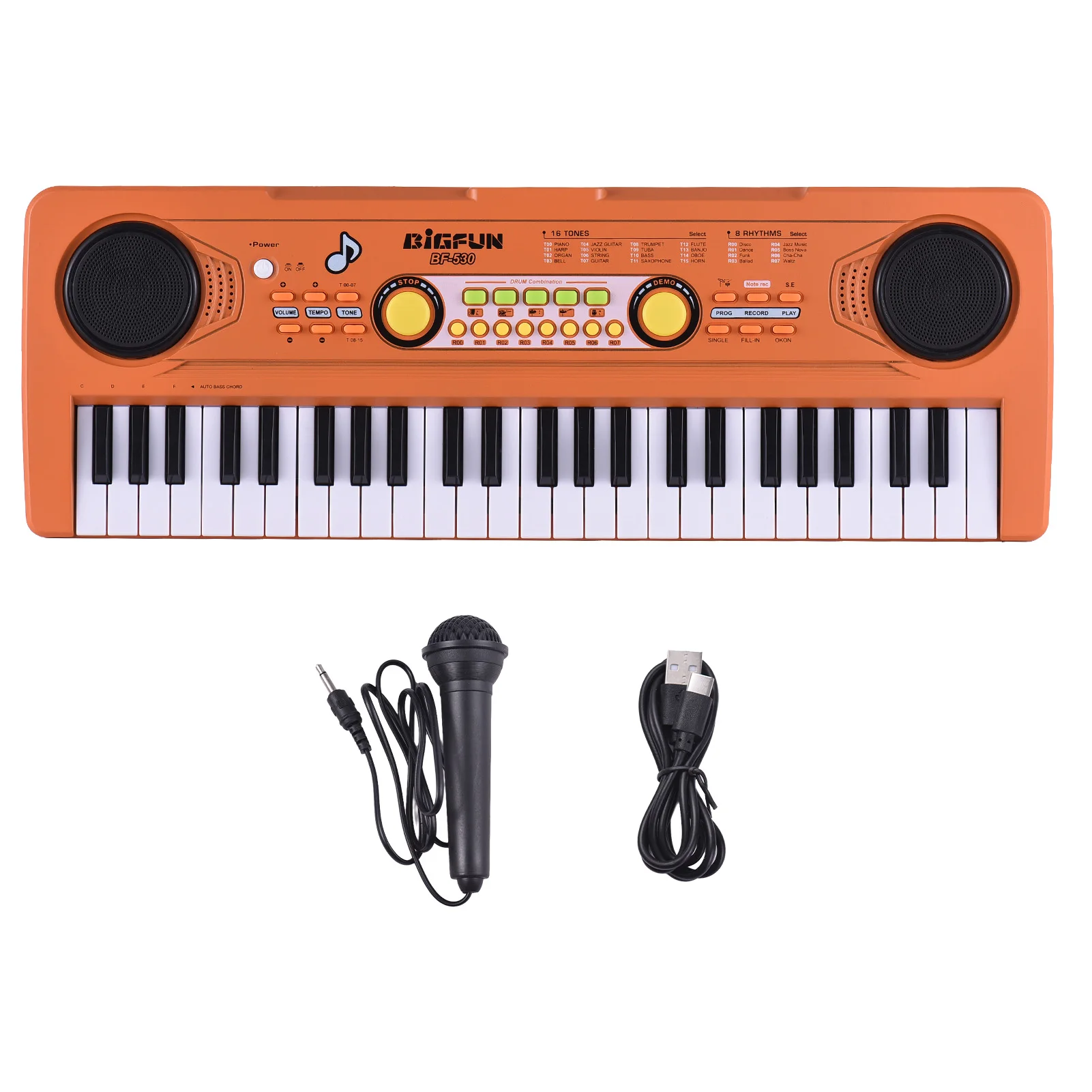 BIGFUN Keyboards Piano 49 Key Portable Electronic Keyboard Piano 16 Tones 8 Rhythms 5 Percussion 6 Demos Dual Speaker Musical