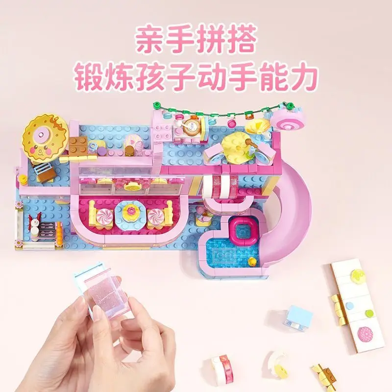 Keeppley Building Block Sweetheart Villa Tabletop Ornament Assembled Toy Shiny Jelly Cart Flower Sea Afternoon Tea Gifts