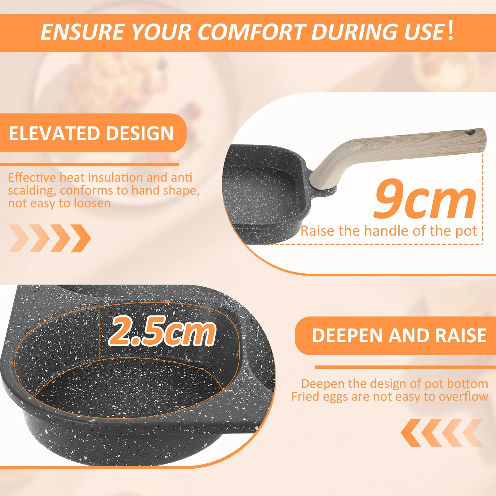 Aluminium Alloy Egg Frying Pan With Maifan Coating 3 in 1 Non Stick Breakfast Pan for Induction Cooker Gas Stove Omelette