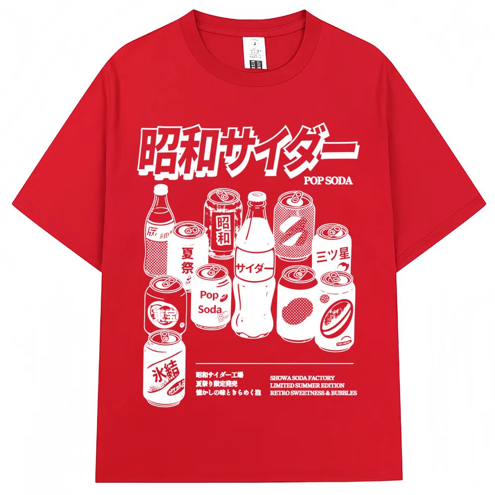 Retro Japanese Soda Aesthetic Oversized T-Shirt - 90s Anime Harajuku Style in Premium Cotton