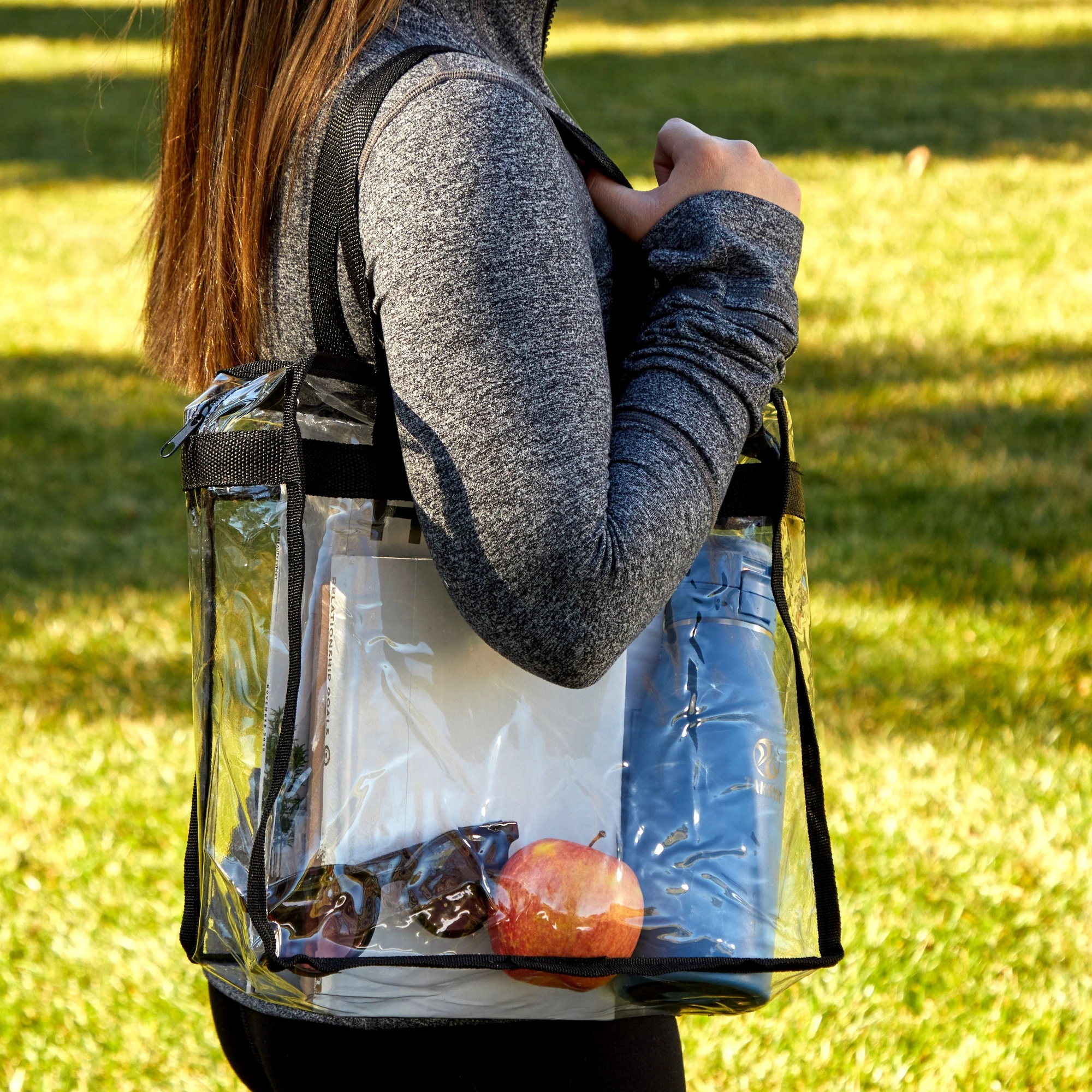 2Pcs Clear Tote Bags with Zipper Large Capacity Transparent Shoulder Bag Multipurpose Transparent Totes for  Work School Gym - 2