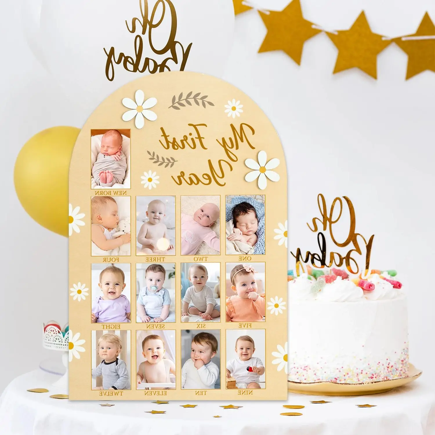 Children Growth Record Album Display Board Baby Room Decoration Party Display Table Top Newborn Photo 1 Set