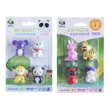

Creative Cute Animal Monkey Panda Rabbit Eraser Set Student Stationery