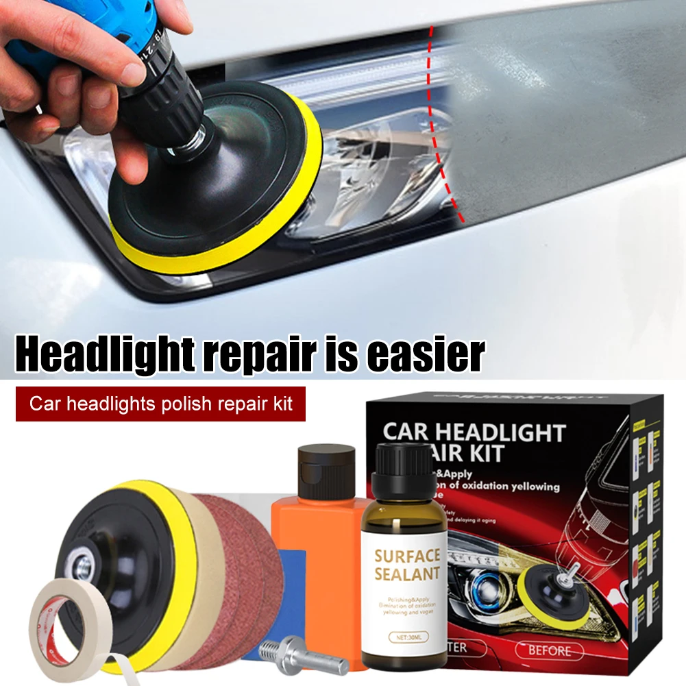 Car Headlight Restoration Polishing Restore Set with Repair Agent