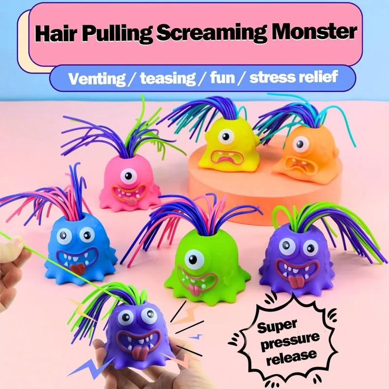 

Novelty Funny Hair Pulling Will Be Screaming Little Monster Teaser Artifacts Kids Decompress Toys Creative Fun Educational Toys