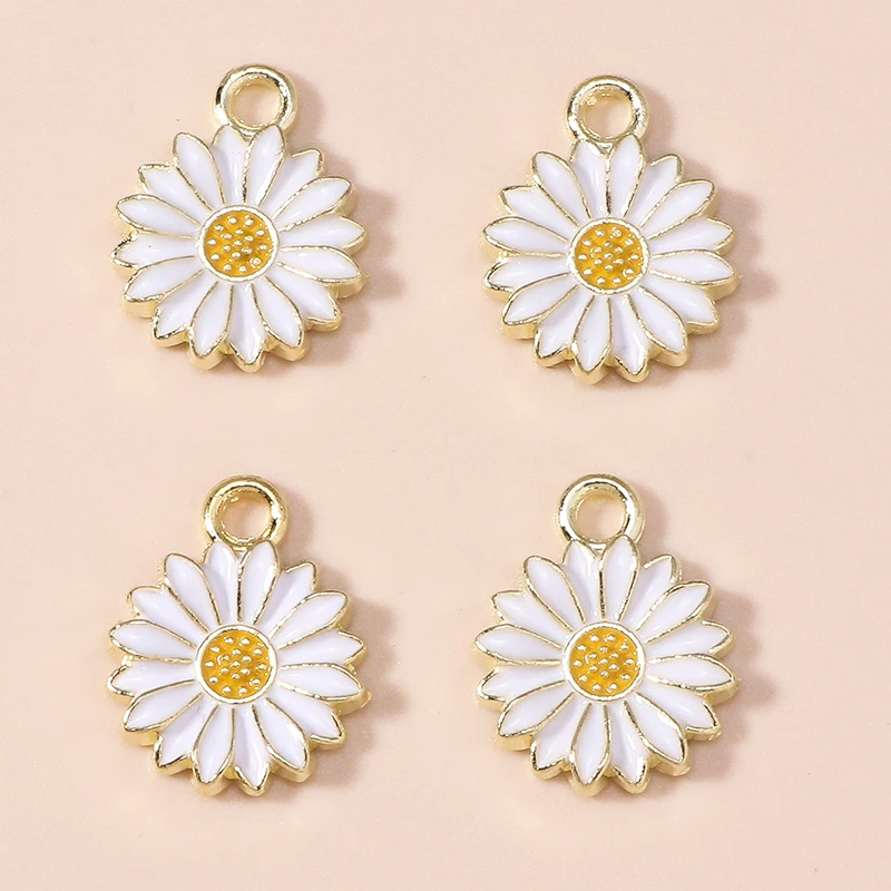 20 Stück 13 x 16 mm niedliche bunte Emaille-Sonnenblumen-Anhänger für die Schmuckherstellung, Ohrringe, Halsketten, Armbänder, DIY-Bastelbedarf – Detail 9