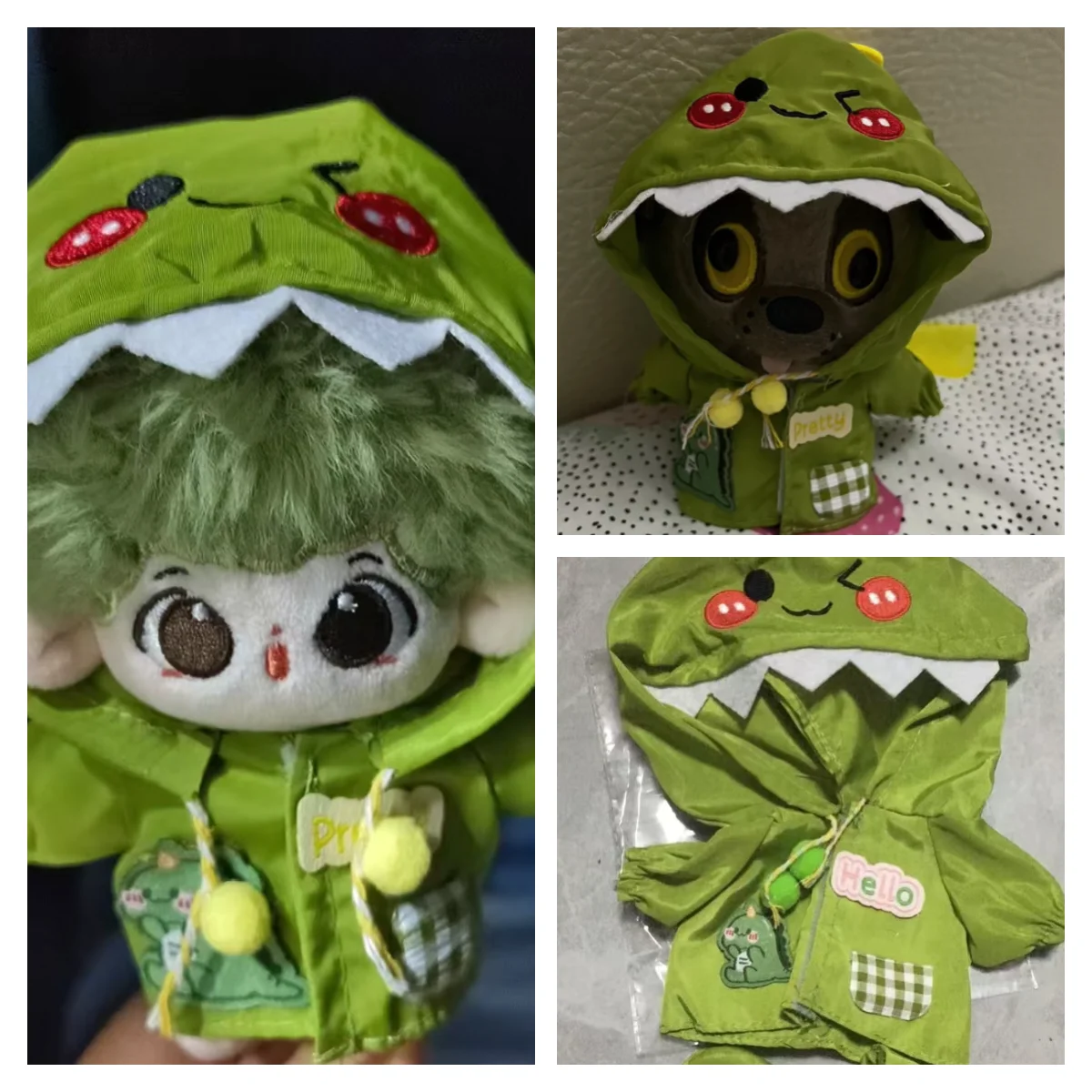 Love and Deepspace10cm Doll Clothes Green animal outdoor raincoat set Replacement Outfit Cosplay Plush Dolls Clothes