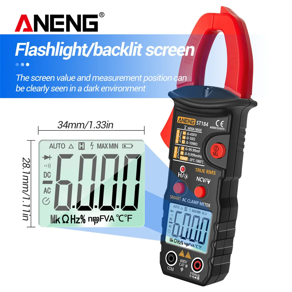 aneng st184 digital alicate amperimetro 6000 contagens 01