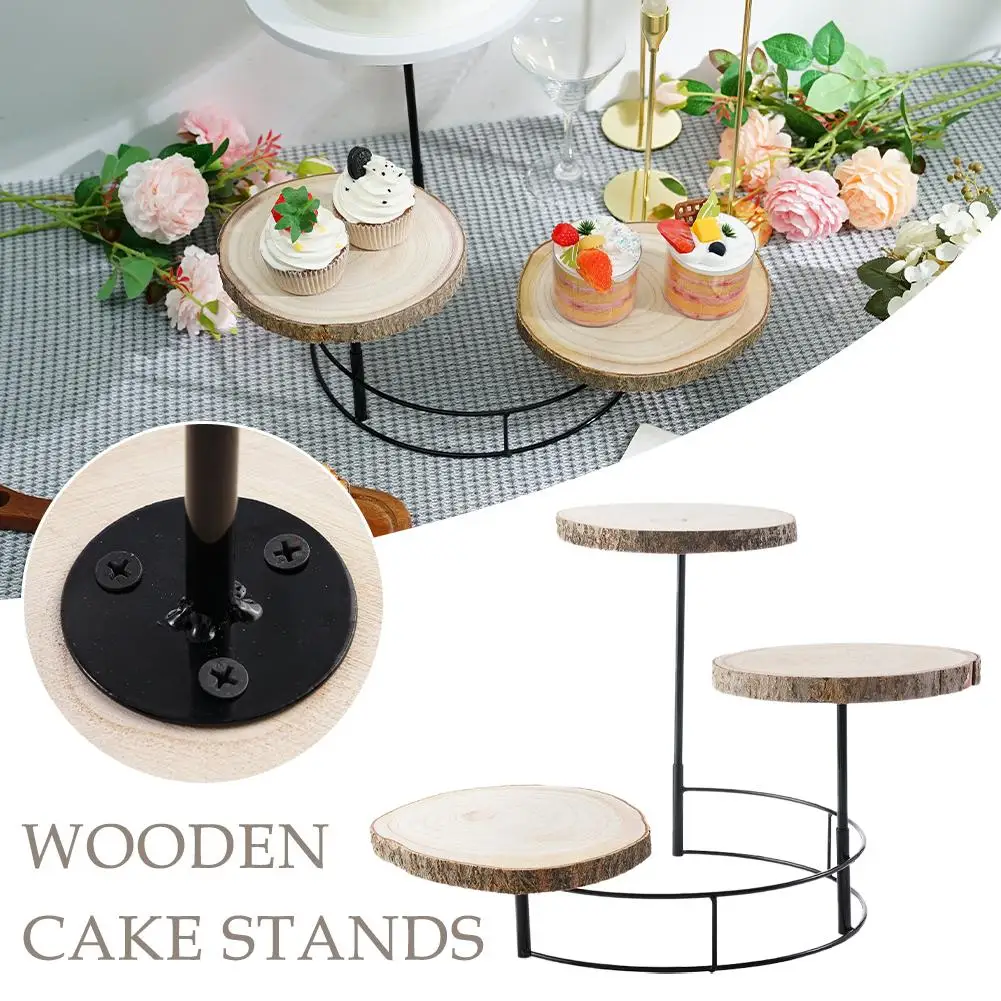 

2/3 Tiers Detachable Cake Stand Wooden European Style Pastry Serving Decor Dessert Holder Wedding Plate Fruit Party Home Cu C4M6