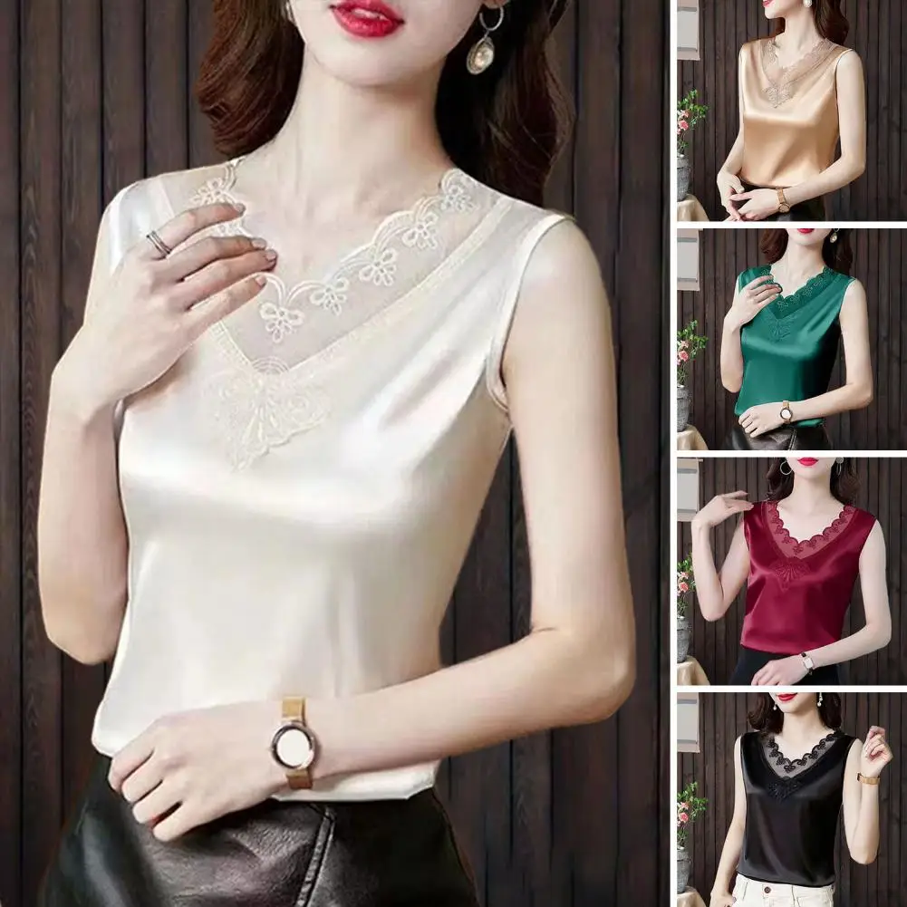 

Sexy Tank Top Elegant Lace Tank Tops for Women Soft Pullover Sexy V-neck Spaghetti Strap Camisole Stylish Summer Clothing 2021