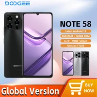DOOGEE Note 58 Smartphone 8GB RAM +128GB ROM 6.75" HD+ 90Hz IPS Screen 6250mAh 16MP AI Main camera NFC Android 15 1
