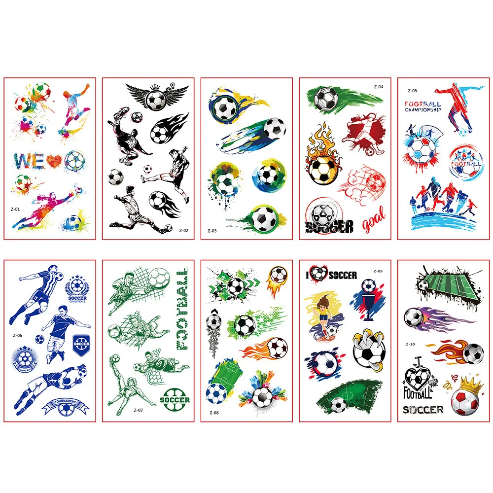 

10 Sheets/Set Children Temporary Tattoo Sticker Football Basketball Baseball Design Sports Waterproof Fake Tattoo Stickers