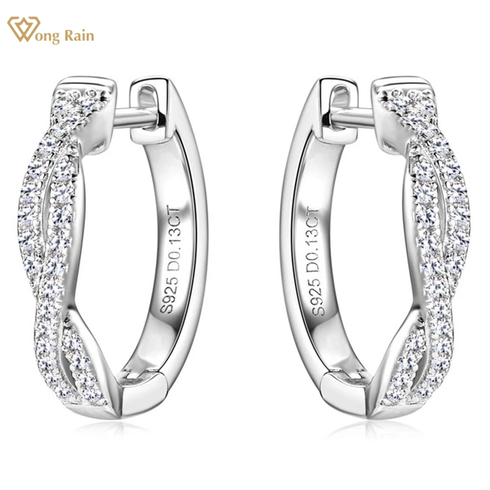 

Wong Rain 18K Gold Plated 925 Sterling Silver VVS1 3EX D Color Real Moissanite Diamonds Hoop Earrings Fine Jewelry for Women