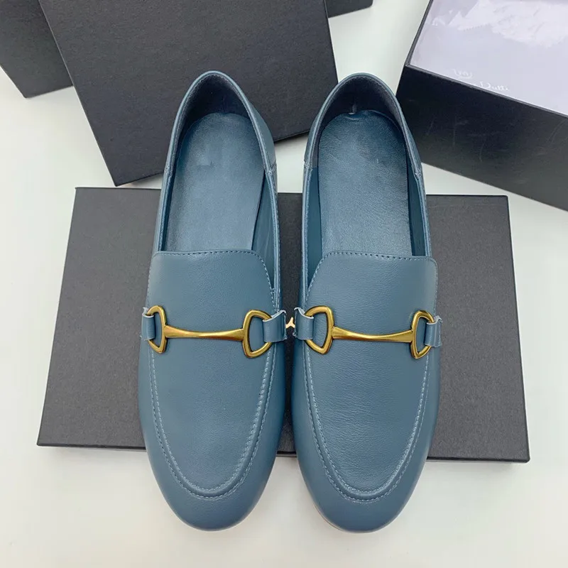 Withered Loafers Women Shoes New Arrival WomenFlat Shoes England  Shoes Women Style Horsebit Solid Sheep Soft Slip-on Woman