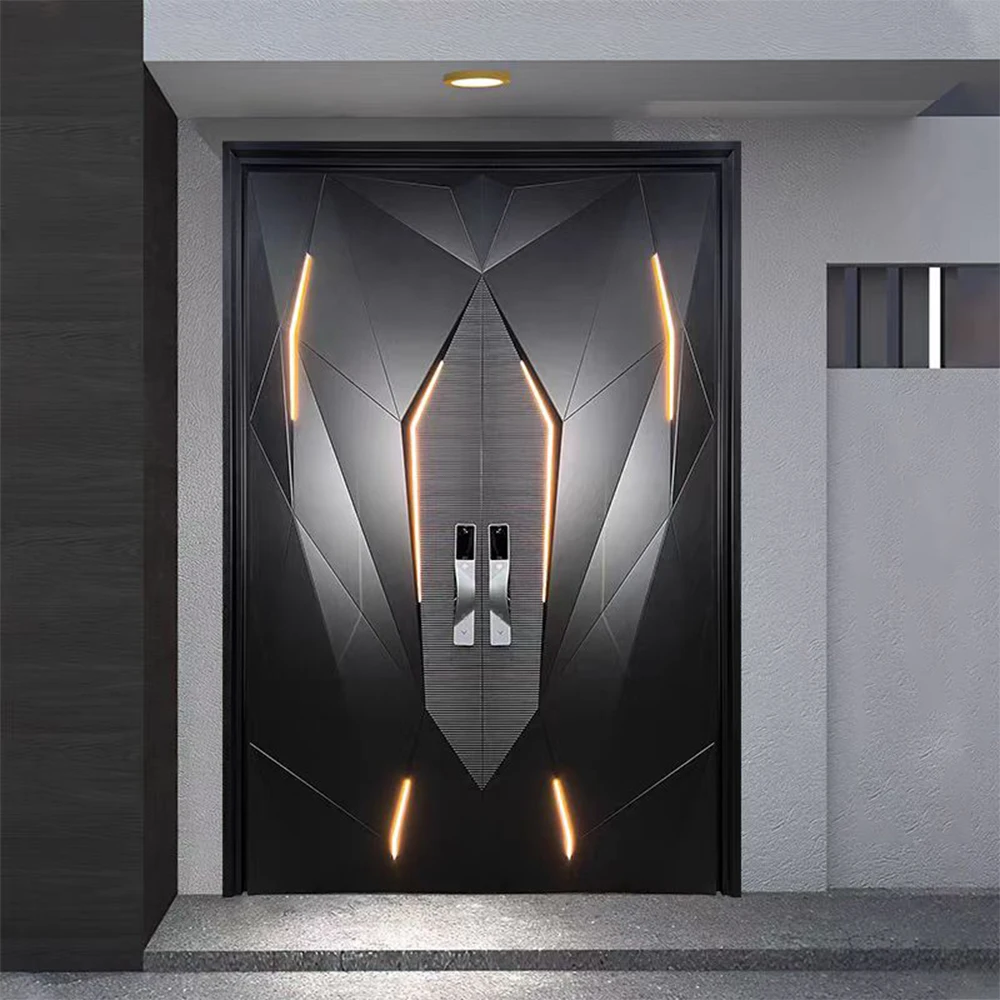 Sixinalu Entrance Doors Light Strip 1S.q Exterior Gate Entry Door Aluminum Front Casement Door Panel Home Decor Custom