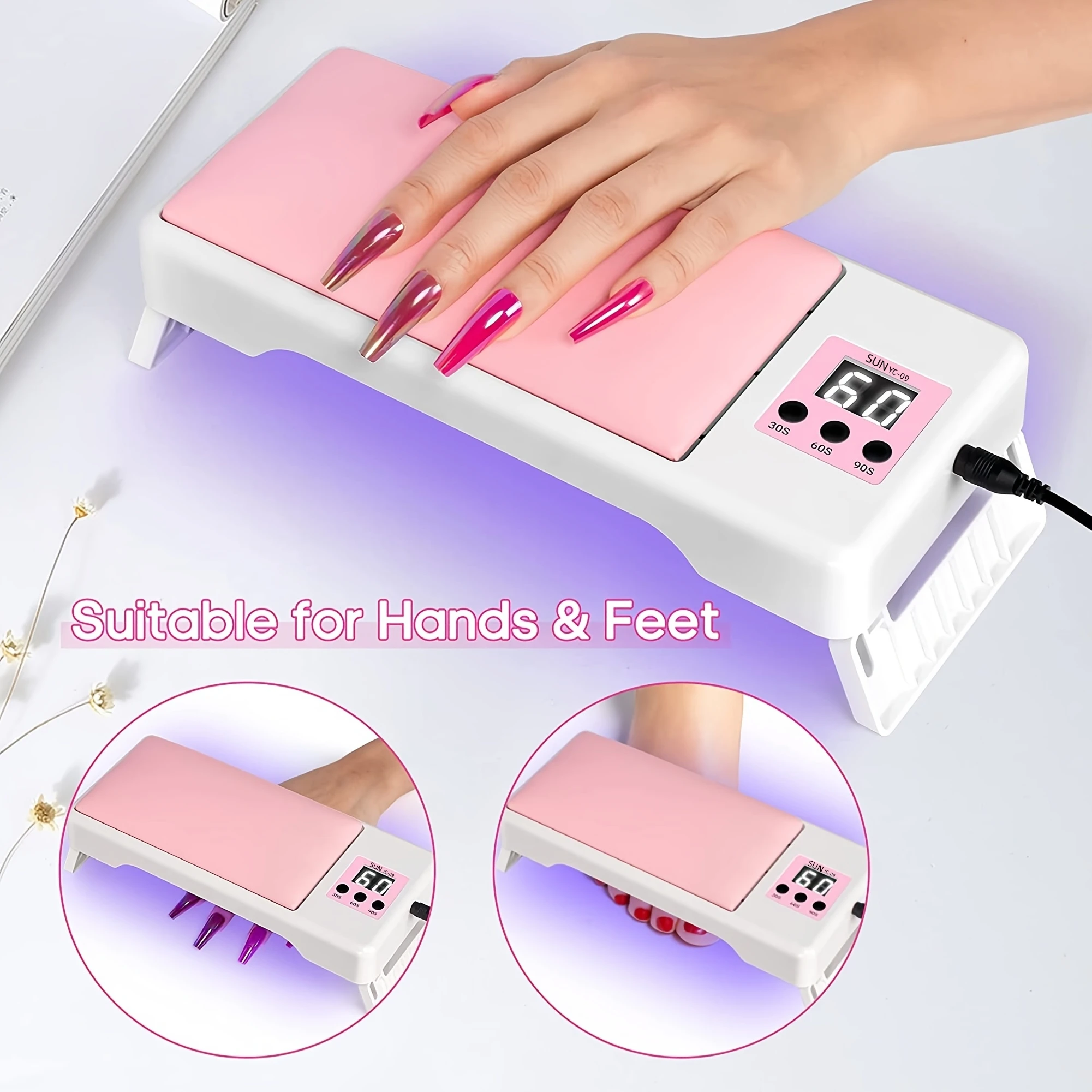 베개 타입 네일 램프, 72W UV 램프, 네일 드라이어, 젤 네일 광택제 경화 LED UV 램프, 3 타이머, 네일에 적합