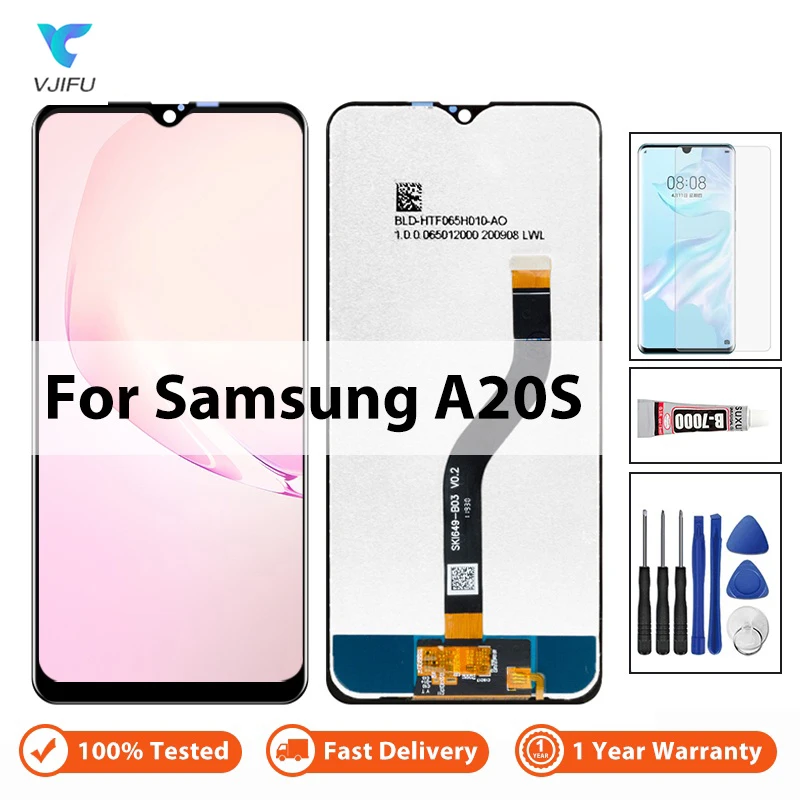 Lcd Per Samsung Galaxy A20S A207 A2070 Sm-A207F Touch Screen Display Digitizer Assembly Sostituzione Con Strumenti In Vetro Temperato