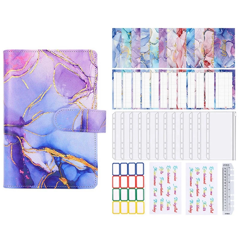 

A6 Marble Colorful Money Budget Planner Binder Zipper Envelopes Cash Envelopes For Budgeting Money Organizer