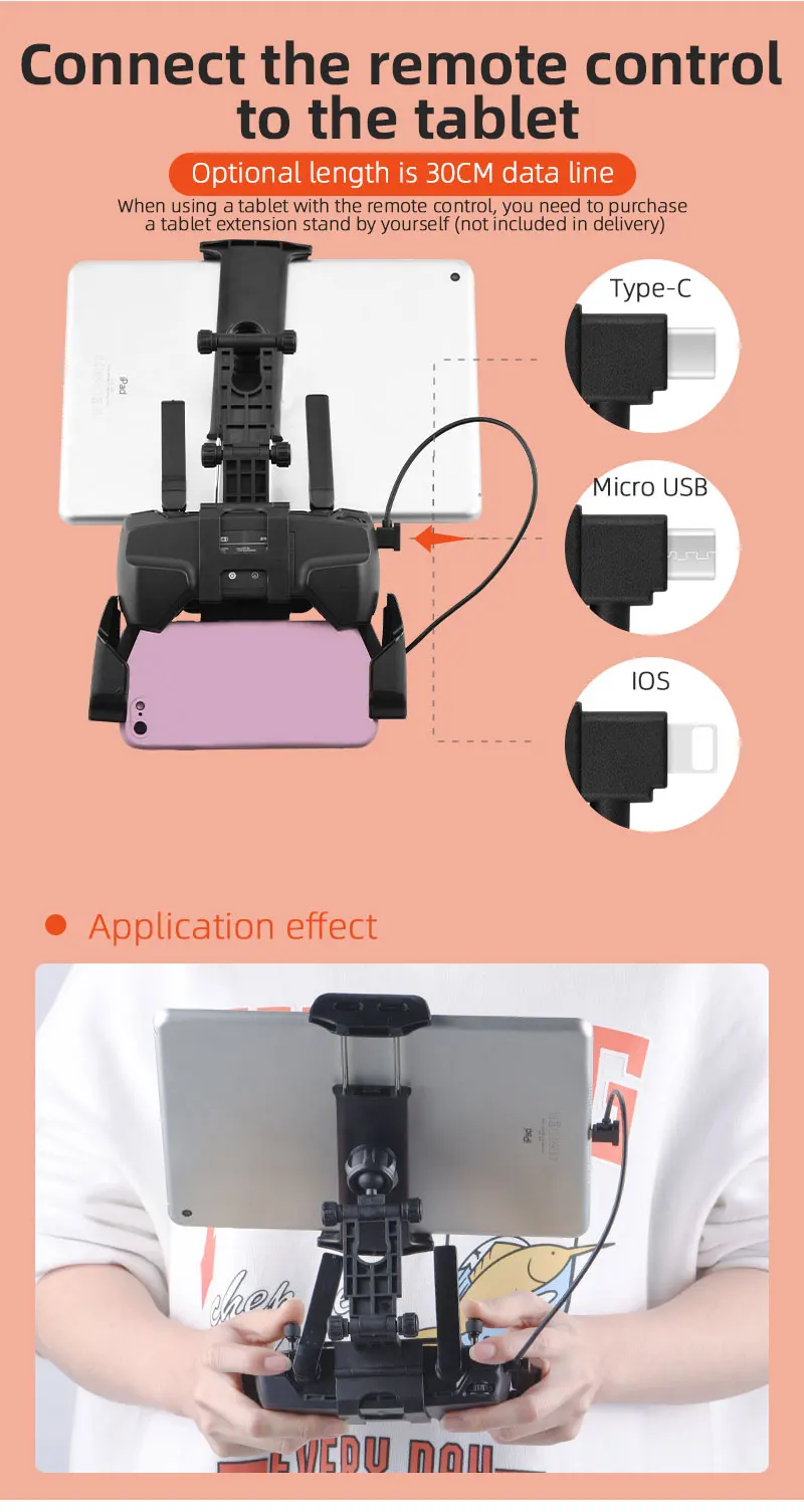 Description Picture 6 of itemOTG Data Cable for DJI MAVIC MINI/SPARK/MAVIC PRO Drone Remote Controller to Phone Tablet Cable for iPhone iPad Samsung Tablet