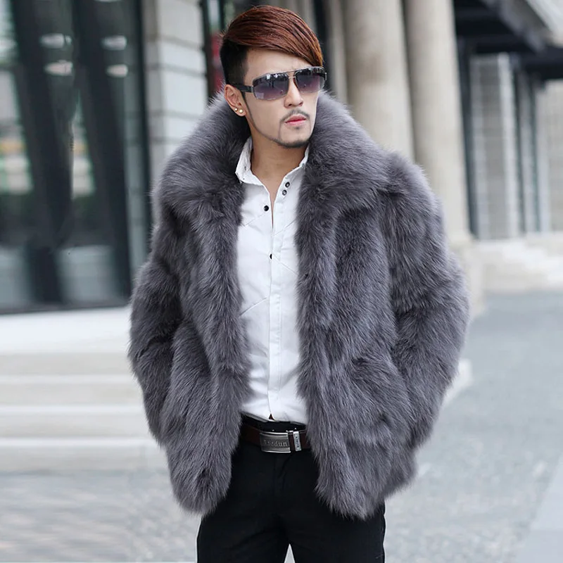 Men Faux Fur Coat Winter Thick Warm Long Sleeve Windbreaker Luxury Brand Men's Clothing Fur Coats