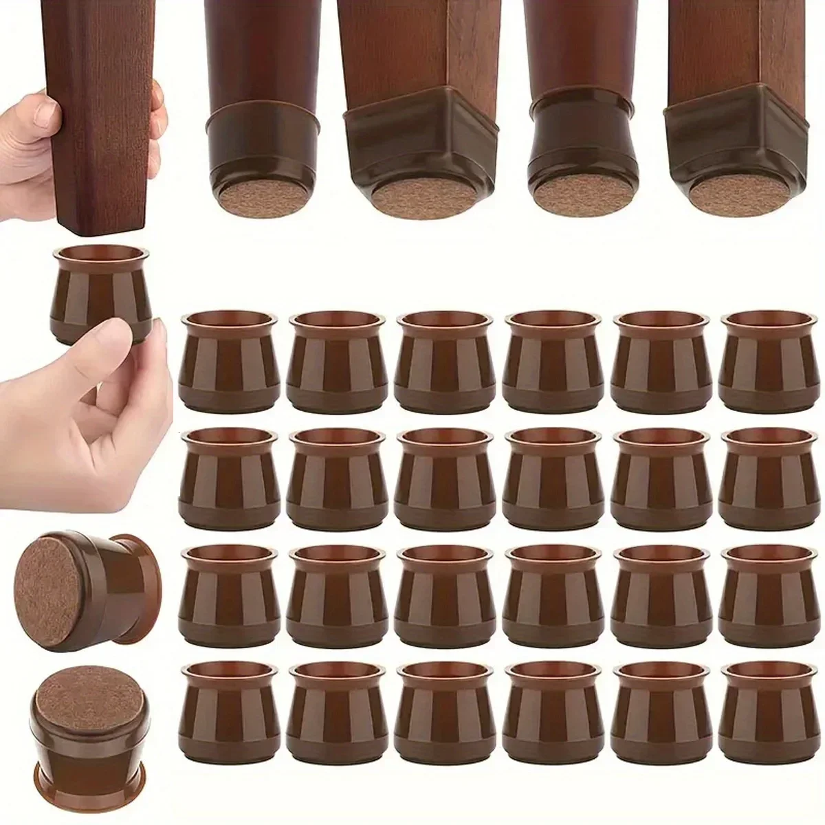 Description Picture 6 of itemNew 24pcs Chair Leg Floor Protectors, Silicone Chair Leg Covers, Small Floors Felt Pads Reduce Noise, Furniture Accessories