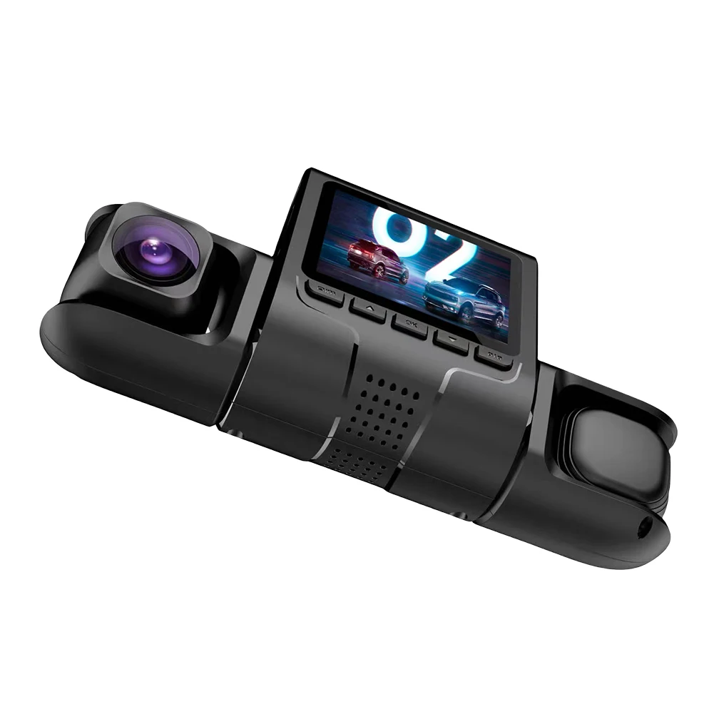 Videocamera per Auto a 3 Obiettivi con G-Sensor HD 1080P, Registratore Video per Auto, Monitor di Parcheggio, Telecamera Anteriore e Posteriore, Display LCD, Visione Notturna - immagine 3