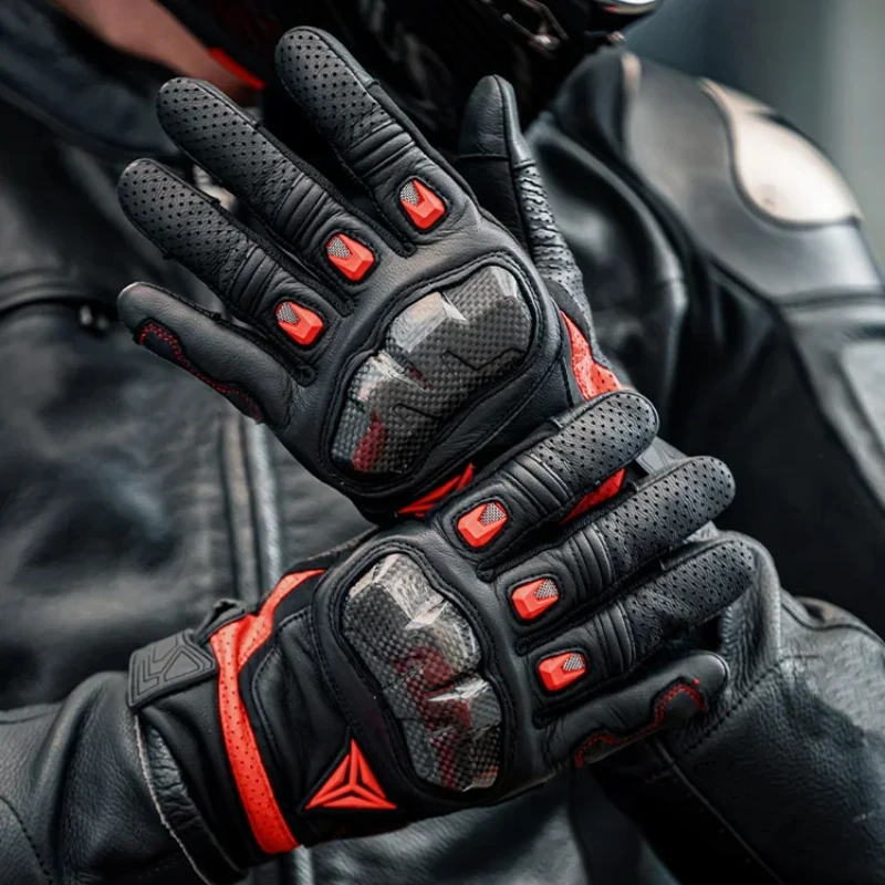 Autumn-And-Winter-Motorcycle-Gloves-Leather-Carbon-Fiber-Anti-Fall-And ...