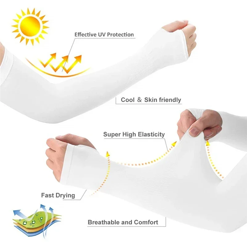 Arm sleeves ice arm sleeves 1PC arm sleeves ice fabric breathable quick dry running sportswear sun UV protection long arm cover cycling driving sleeves