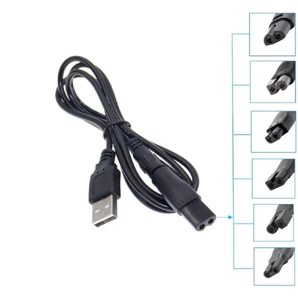 Universal USB Charging Cable & Tips Set For Shavers / Trimmers / Groomers Hair Clipper DC 5.5* 2.1mm 1.8 2.35 holes