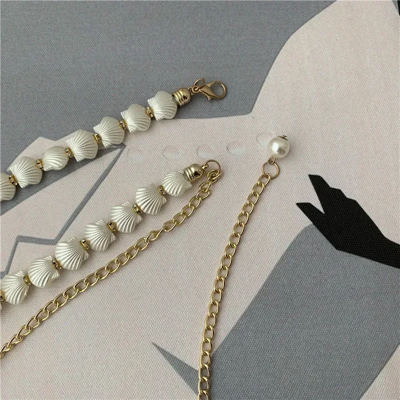 Fashion Women Pearl Shell Chain Belt Elegant Metal Thin Slim Waist Belts Dress Skirt Wild Waistbands Straps Clothes Accessories