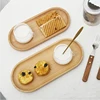 Solid Wood Round  Heat InsulationTray Dessert Plate Japanese-style Snack Dried Fruit Plate Oval Tea Tray Kitchen Tableware 2