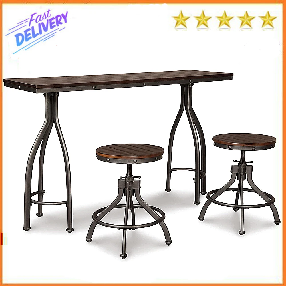 Design by Ashley Odium Urban Counter Height Dining Table Set with 2 Bar Stools, Gray