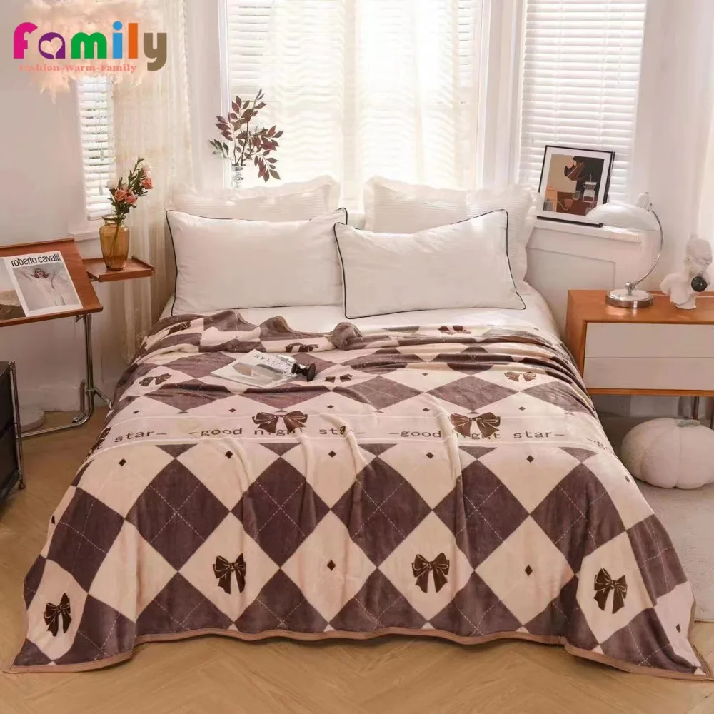 

Plaid Blanket Wool Fleece Warm Winter Adults Kids Sofa Bed Cover Duvet Plush Winter Throw Bedspread for Bed Home Decor 180/200cm