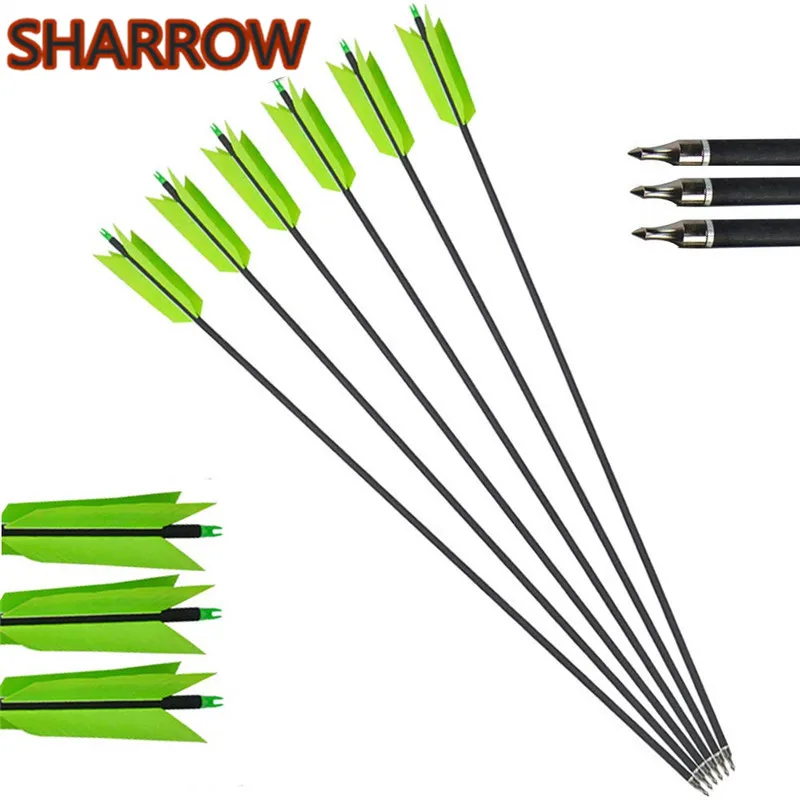 10Pcs 30 Spine 400 Archery Carbon Arrows FLU-FLU 4 Turkey Feathers Arrow Carbon For Bow Outdoor Hunting Shooting Accessories