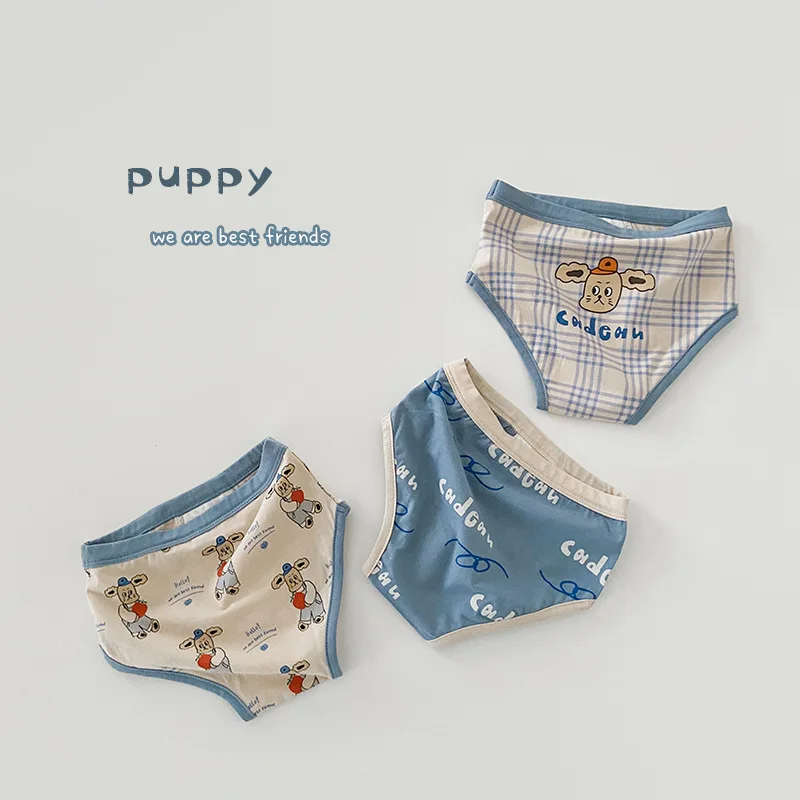 Хлопковые трусы-боксеры для мальчиков Трусы в треугольную клетку С Рисунком