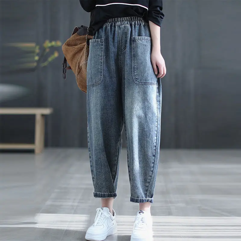 

Women Jeans High Waist Wide Leg Pants Solid Color Female Denim Trousers Casual Loose 2022 Spring Autumn Fashion Streetwear