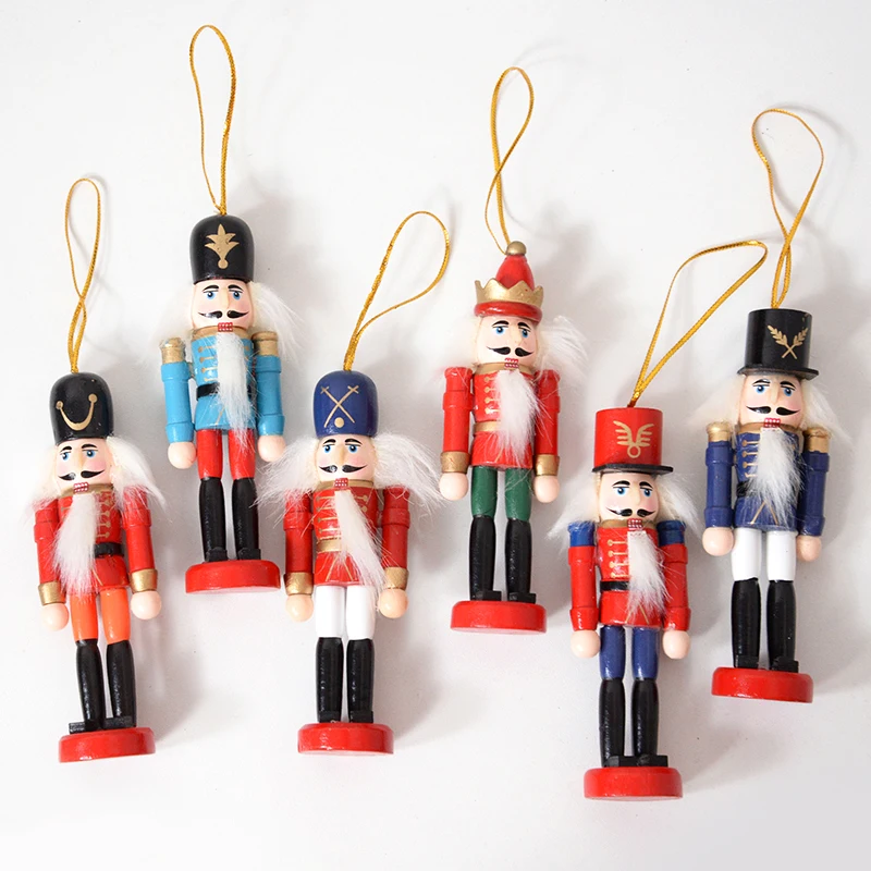 6pcs/box Christmas Wooden Doll Desktop Decor Soldiers Band