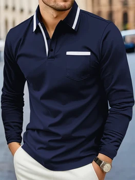 Men's Long Sleeve Golf Polo Shirt with Pocket 1