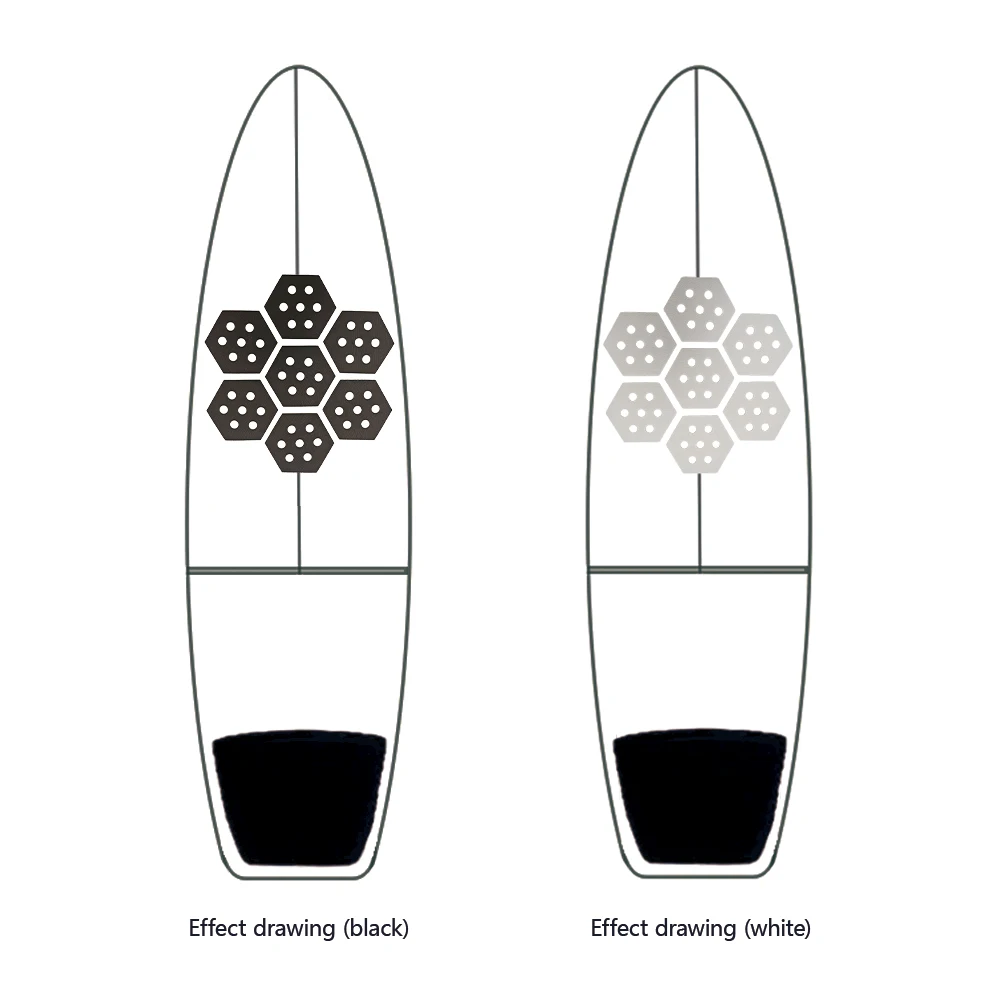 Rutschfeste Ausrüstung für Wassersport – Schwarz-Weiß-Multifunktionsaufkleber, Paddle-Board, sechseckiger EVA-Anti-Rutsch-Aufkleber – Detail 4