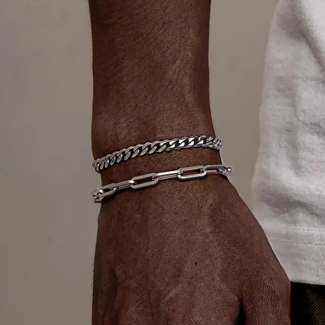 Chain bracelets, made of stainless steel with Cuban links