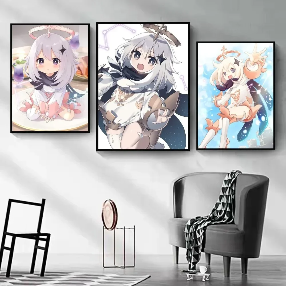 GAME 원신 임팩트 파이몬 포스터 아트 포스터, 방수 종이 스티커, 커피 하우스 바 룸 벽 장식, 1 개