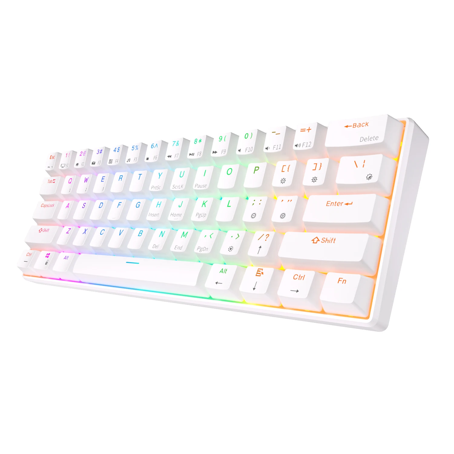 RK ROYAL KLUDGE RK61 Wired 60% Mechanical Gaming Keyboard RGB Backlit  Ultra-Compact Brown Switch White