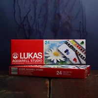 Lukas Travel Watercolor Paint 24 Colors Half Pans Transparent Watercolor Painting Brush Sketchers' Portable Palette Metal Box 1