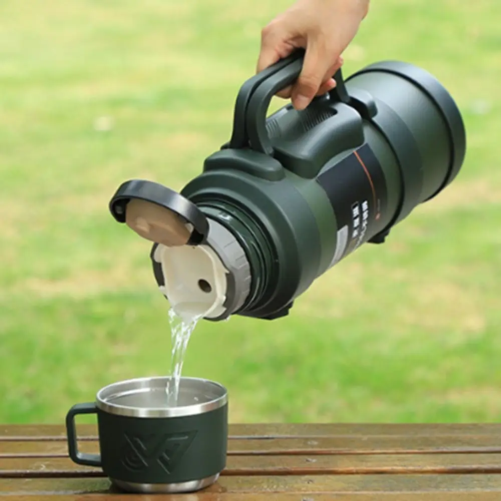 316 Stainless Steel Travel Thermal Water Bottle Large Capacity with Tea Filter Camping Vaccum Flask Foldable Handle Leak Proof