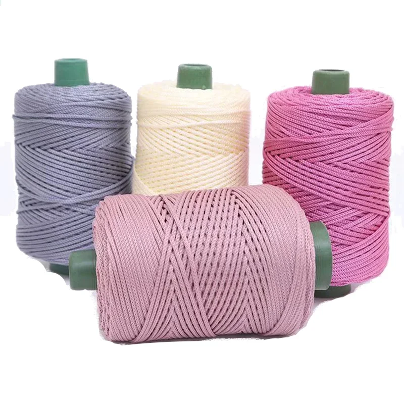 손으로 짠 원사 라인 아이스 로프 실 뜨게 가방, 220g, 여름 태양 모자, 200m, 3mm, 가벼운 아이스 로프, 크로 셰 쿠션 공예